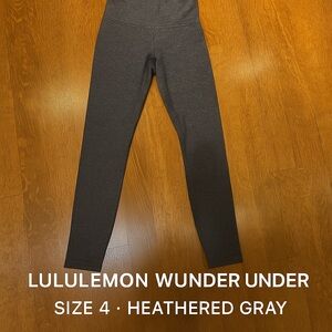 Lululemon Wunder Under Leggings Heathered Gray – Size 4
